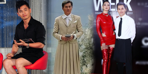 Nam Trung mặc váy xếp ly đi casting Vietnams Next Top Model 2014