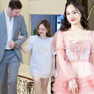 yan.vn - tin sao, ngôi sao - Lan Phương nổi bật bên ông xã cao 2m nhờ gu váy áo nổi bật